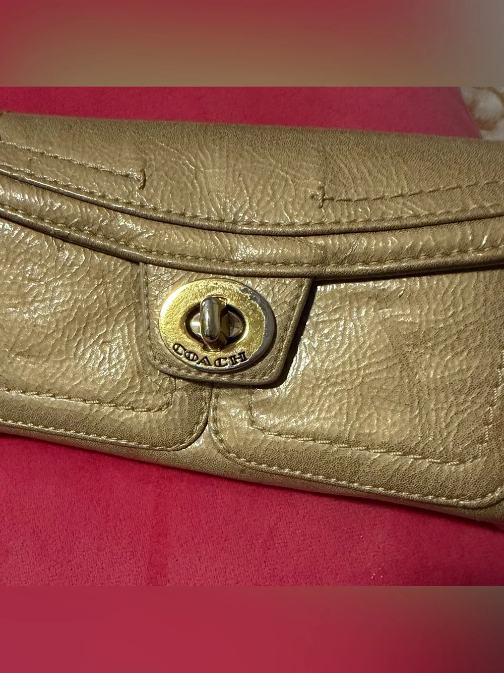 COACH Metallic Gold Leather Wallet Women’s
